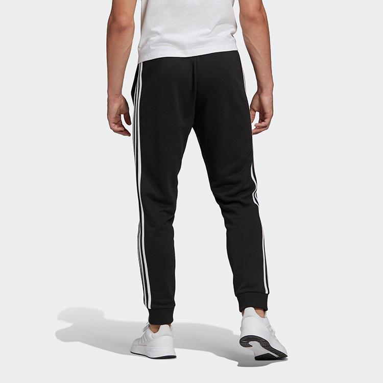 adidas Essentials French Terry Tapered Cuff 3-Stripes Pants Black/White Men Streetwear GK8831