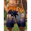 3D Printed Coconut Trees Umbrella Short Pants For Men Colorful Stripes Beach Shorts Summer Hawaiian Board Shorts Swim Trunks