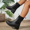 Women's Mid-Calf Rain Boots with Elastic and Thick for Outdoor Commute