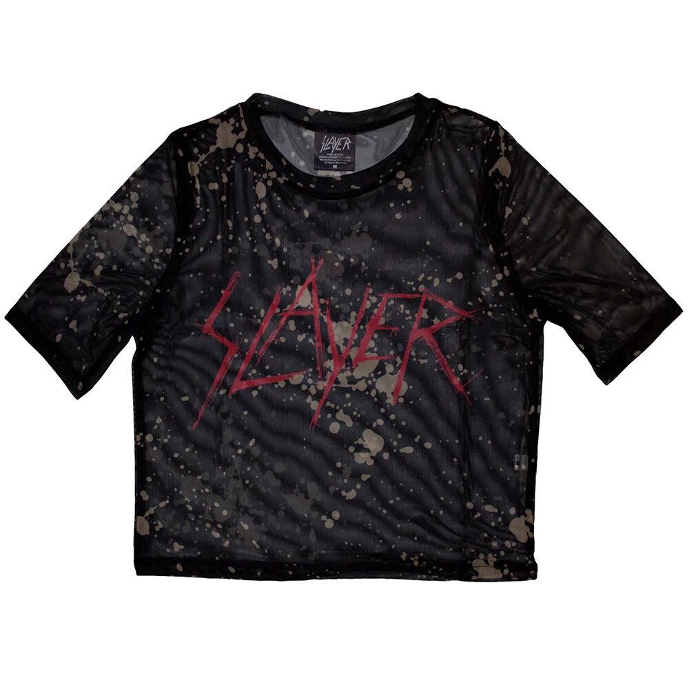 Slayer Ladies Crop Top: Scratchy Logo (Mesh) (Large) 3XL