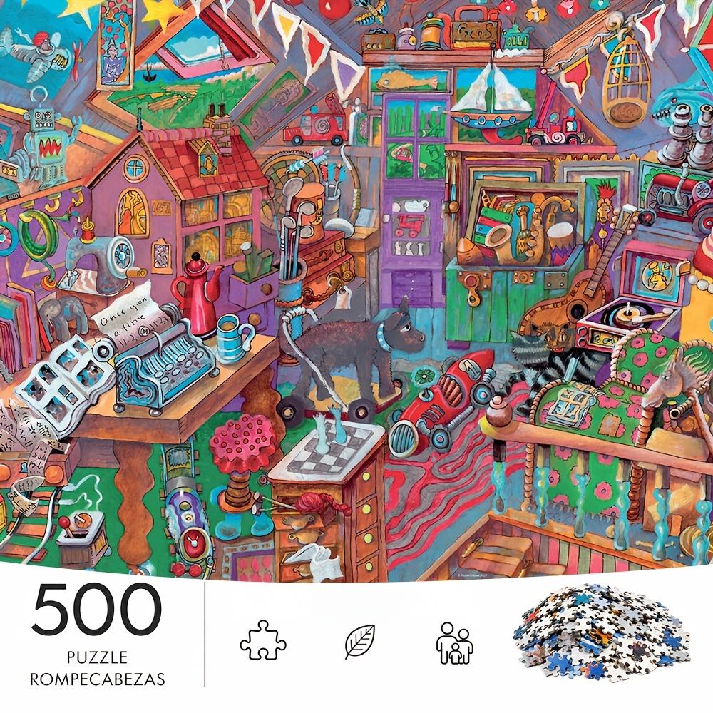 500pcs/Puzzle Game for Training Endurance And Logic - Exquisite Puzzle - (Attic Old Stuff Full Collection Time) Suitable for Living Room Decoration, W