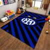 Blue Black Geometric Pattern Carpet with Stars and Bold Logo Design Suitable for use as an anti-slip for living room bedroom sofas