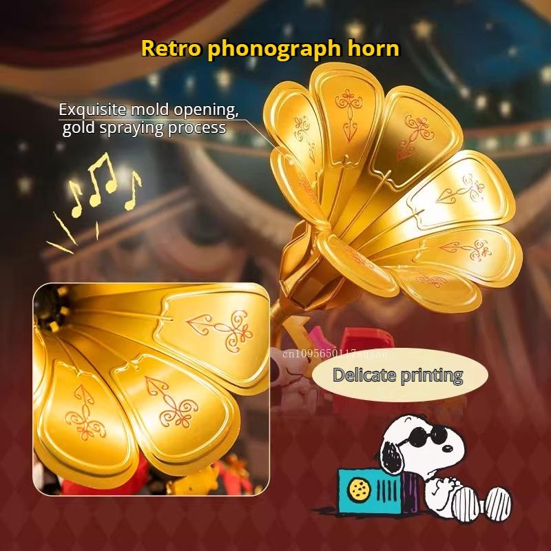 Snoopy Rotary Gramophone Assembling Building Block Toys Collection Model Education Educational Ornaments Gifts For Men And Women