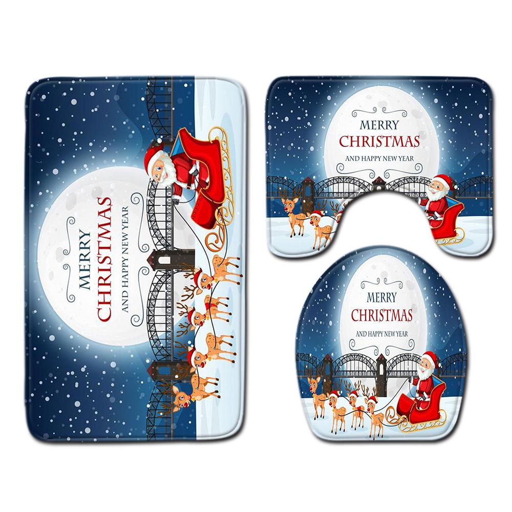 Christmas Bathroom Floor Mat Toilet Three-Piece Set