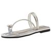 French evening breeze cool slippers summer outer wear women's shoes 2025 new silver square head with skirt thick heel sandals