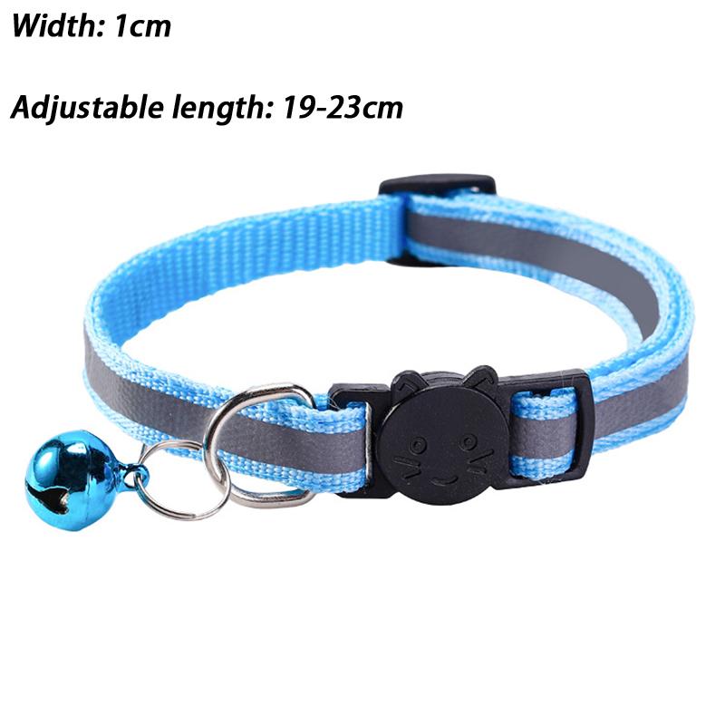 Pet Collar Reflective Safety Buckle Collar Bell Round Ear Cat Dog Collar Glowing Collar