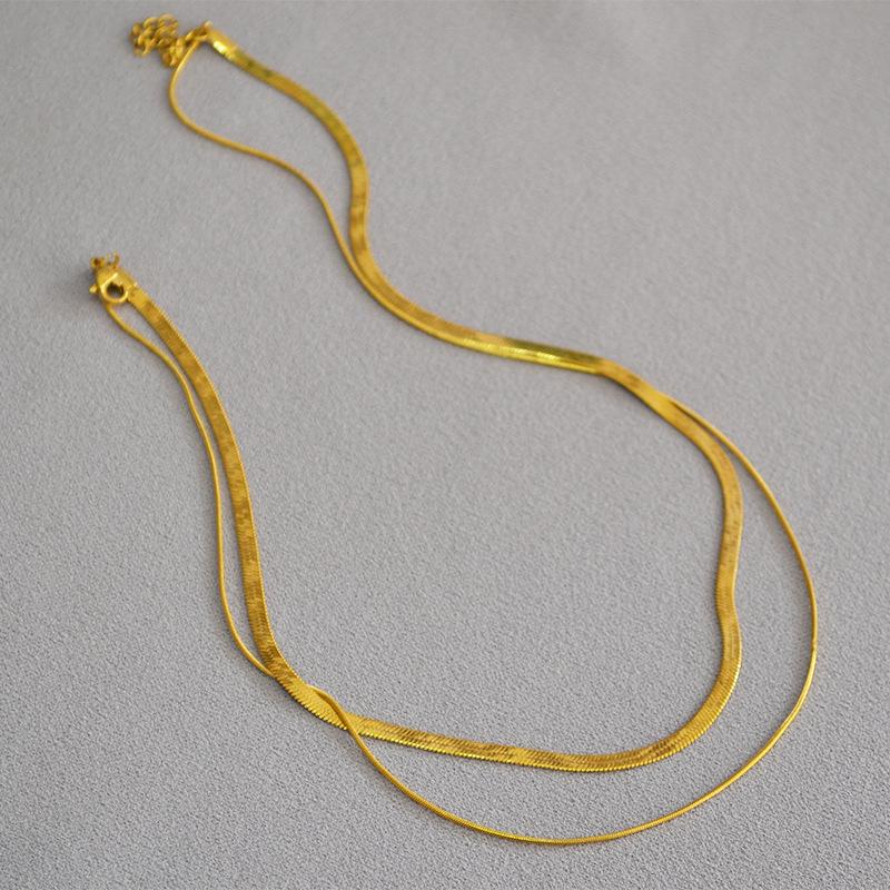 

INS Япония-Корея Осень/Зима Ожерелье Двойного Слоя из Змеиной Кости и Клинка золотой