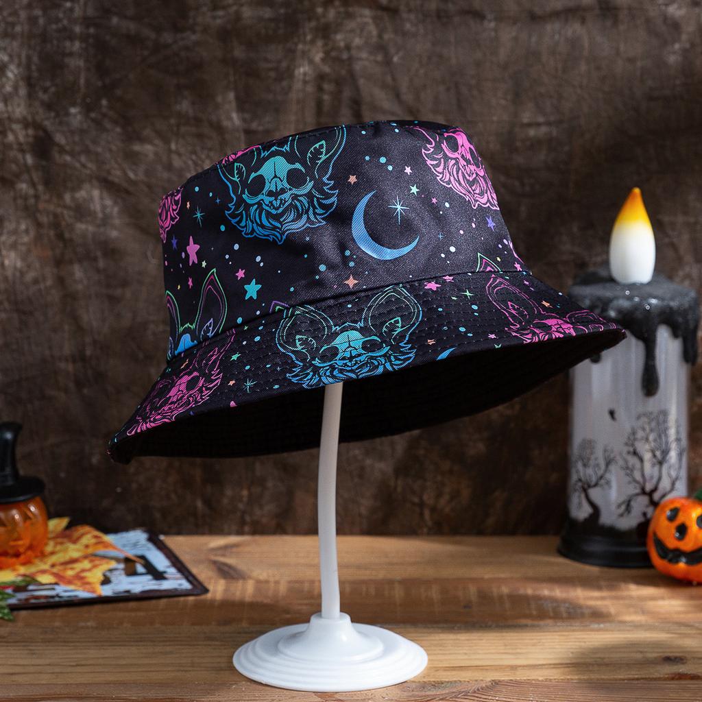 New Halloween Bucket Hat Reversible Bat Pumpkin Ghost Print Sun Protection Party Cosplay Fashion For Men And Women