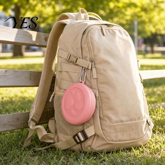 Clip-on Dog Bowl Treat Pouch, with Metal Carabiner, Puppy Holder, Sealed Pet Snack Container Food Lid for Travel Walking Training Trips Lightweight