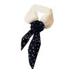 Winter Furry Plush Collar Scarf Women Warm Shawl Wrap Scarves with Silk Ribbon Leopard Pattern Patchwork Neckerchief