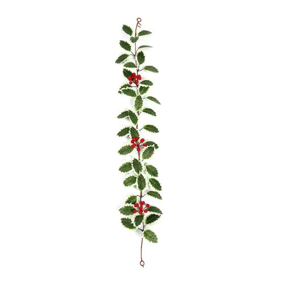 3.2FT Red Berry Christmas Garland with Green Leaves Artificial Christmas Garland Fireplace Table Centerpiece for Winter Holiday Decor