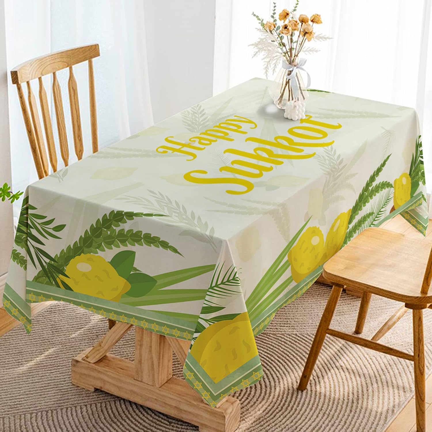 Soekot Rechthoekige Tafelkleed Soeka Decor Joods Nieuwjaar Feest Decor Etrog Lulav Keuken Eettafelkleed Soekot Decor 140x140cm