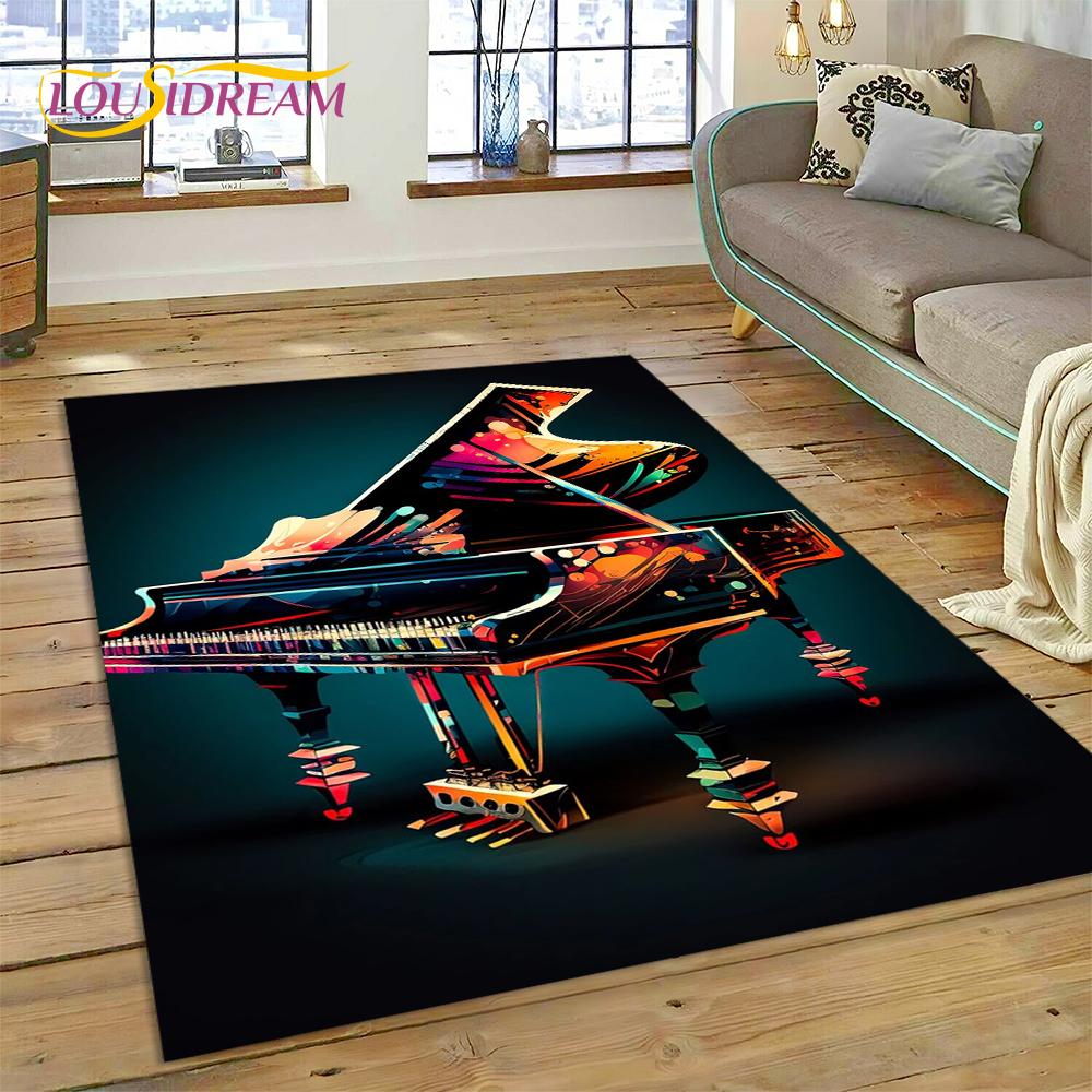 Dywan 3D z kreskówkowym instrumentem muzycznym w kształcie klawiszy pianina do domu, salonu, sypialni, pod sofę, wycieraczka, dekoracja, dywanik dla dzieci, mata podłogowa antypoślizgowa