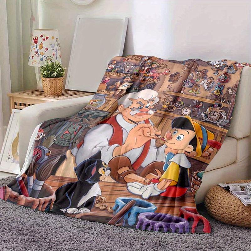 1pc, Pinocchio and Geppetto's Workshop Home Décor Cozy Throw Blankets for Bedroom, Living Room, Travel, Camping, Car