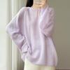 Autumn/Winter 100% Wool Retro Loose Pullover Sweater with 3D Floral Design for Women