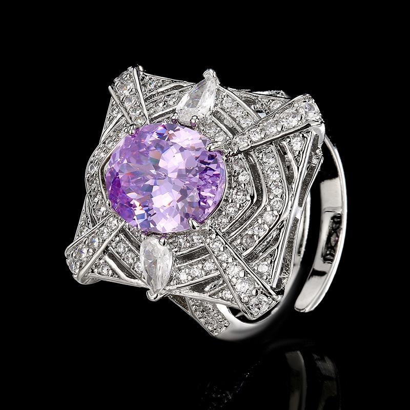 

Ювелирные изделия Женский Премиум Ожерелье Кольцо Серьги Ювелирные изделия Цвет Сокровище Фиолетовый Инкрустированный Набор Легкая Роскошь