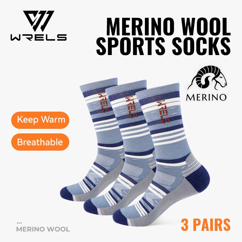 WRELS 1/2/3pairs Merino Wool Socks Moisture Wicking Warm Thermal Hiking Socks Breathable Cushion Hiking Running Compression Sock