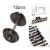 12Pcs Metal DC Wheels, Hobby Train Accessory, Modification Axles, Wheel Set for 1:87