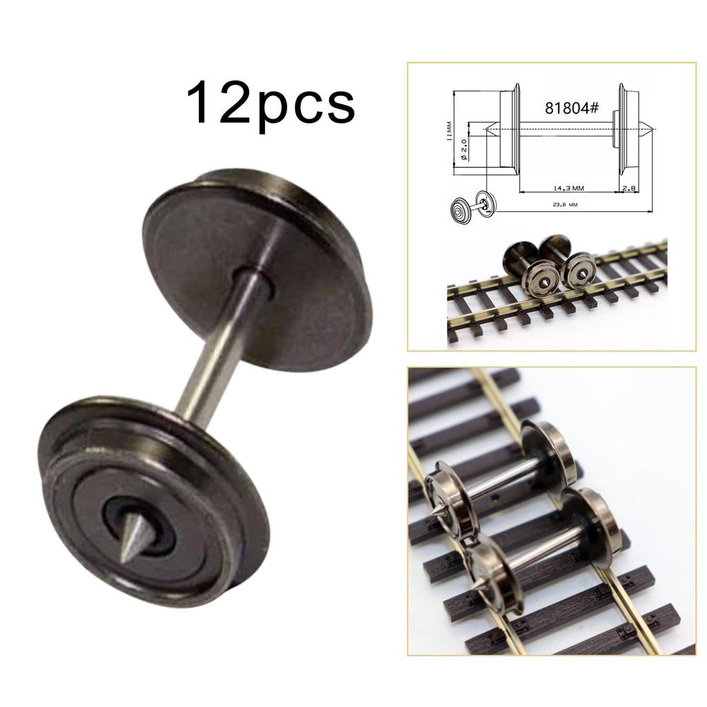12Pcs Metal DC Wheels, Hobby Train Accessory, Modification Axles, Wheel Set for 1:87
