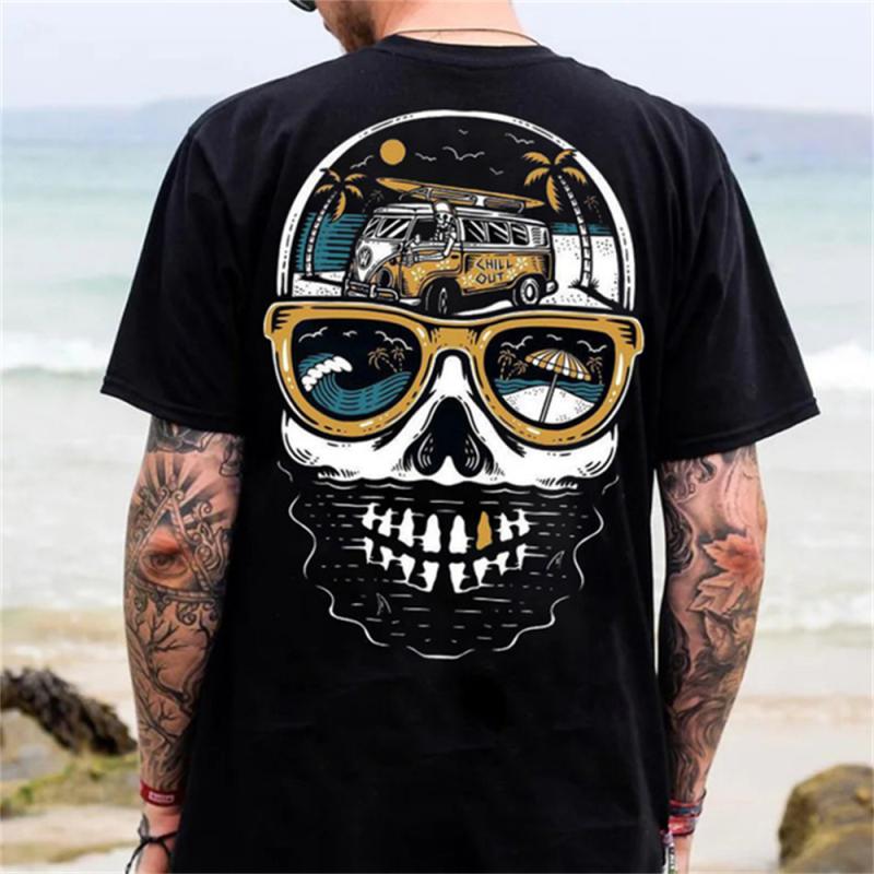 Fashion 3D Trend Skull Pattern Printed Men's T Shirt Round Neck Loos Tops Breathable Comfortable Summer Oversized Clothing