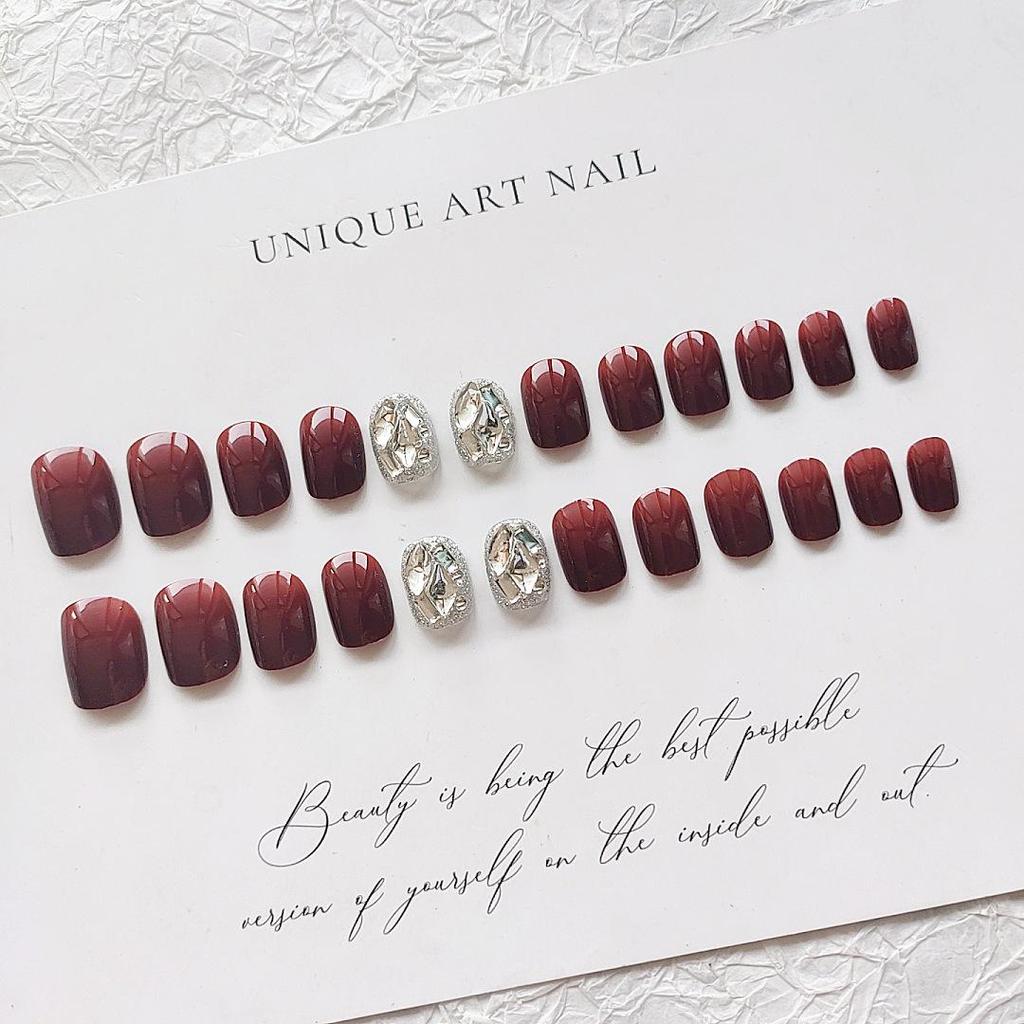 Cherry Diamond Wearable Manicure: Autumn Winter Removable Bling False Nail Patches (A546)