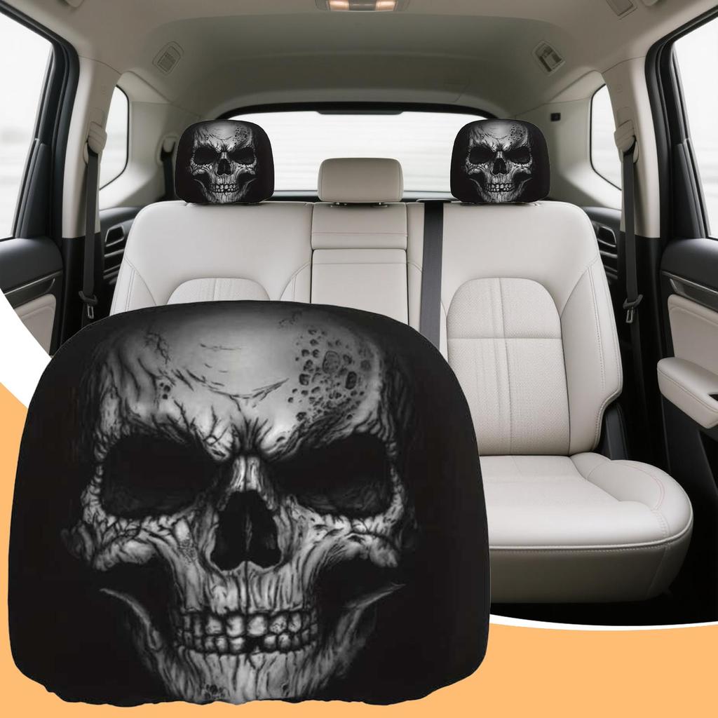 Head Rest Cover 2 Piece Ice Silk Cute Funny Cartoon Car Headrest Covers Seat Protector Accessories For Sedan Truck Suv Vehicle