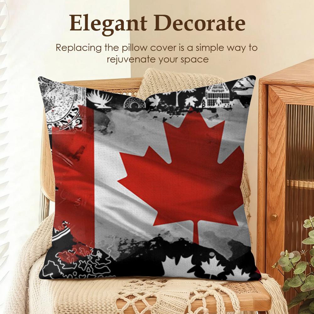 Canada Canadian Flag CA Leaf Cushion Cover Natural Linen Organic Fabric DoubleSided Printing Sofa Home Decor Gift Pillow Case