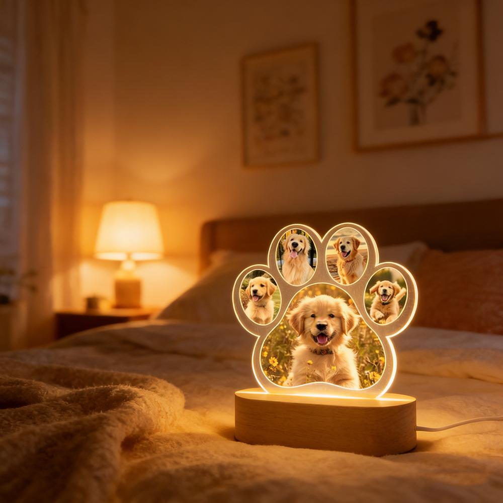 Custom Pet Memorial LED Night Light Personalized Pet Photo Plaque Warm Frame Heartwarming Gift For Pet Owners And Pet Lovers