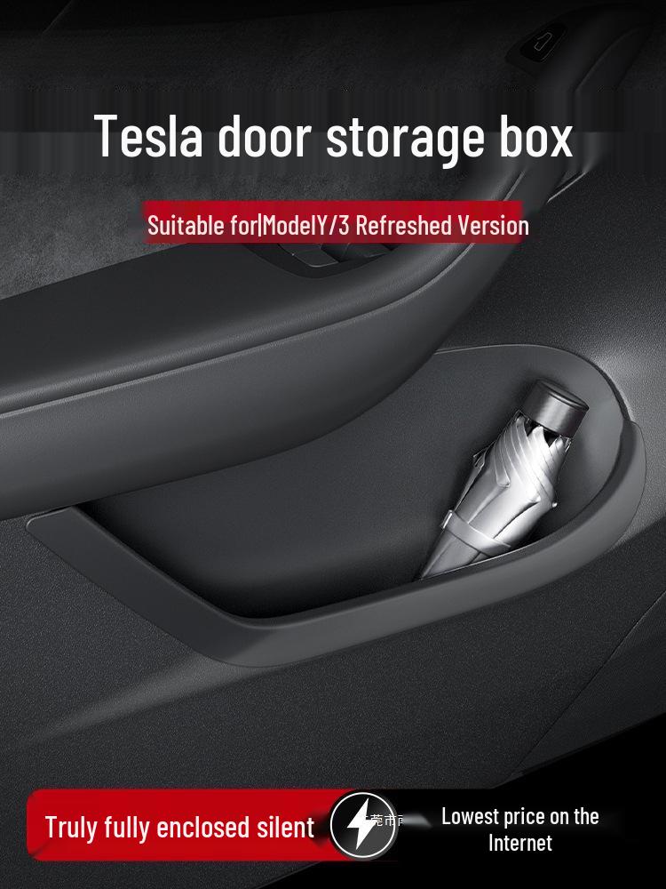Tesla Model 3/Y Updated Door Slot Storage Box with Mat Accessories