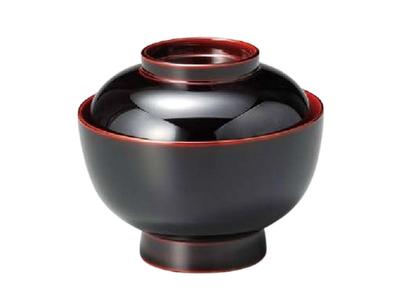J-Kitchens Plain Zoni Bowl (Can Also Be Used As a Plate or Small Bowl) with Red Interior (1 Bowl) 13cm, Hand-Painted Lacquer, Made In Japan