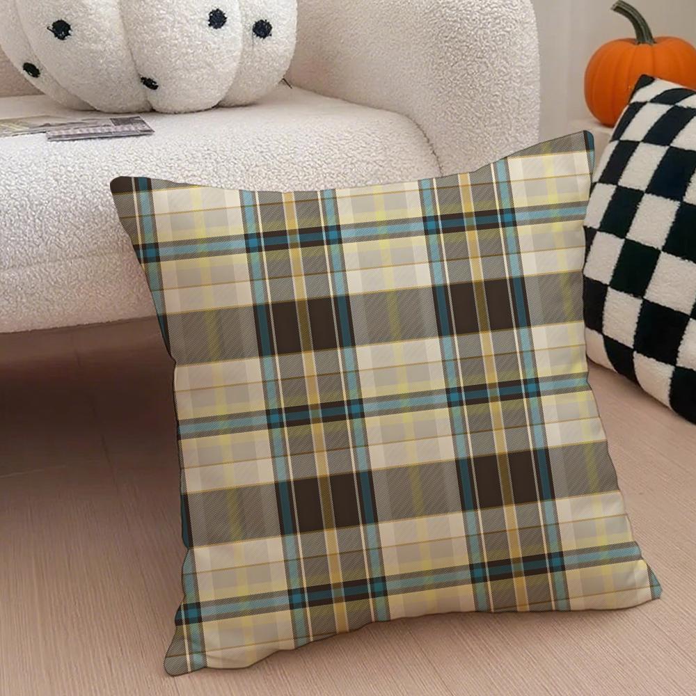 classical green tartan design plaid Cushion Cover Throw Pillow Cover Hidden Button Durable Polyester Chair Cushion
