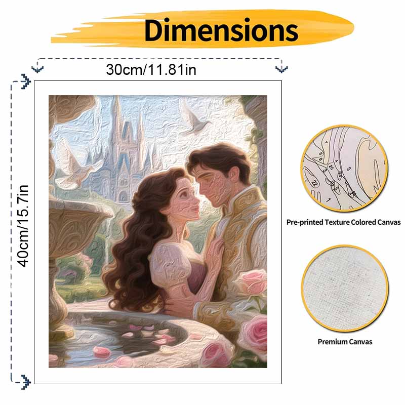 Disney oil painting by numbers art kit. romantic princess and prince castle scene. handmade diy painting home decoration gifts