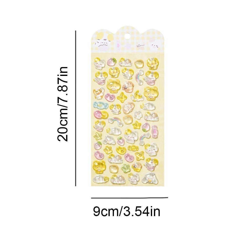 Embossed Animal 3D Crystal Sticker Melody PVC Cartoon Animal Sticker DIY Crafts Relief Decorative Sticker Water Cup Decoration