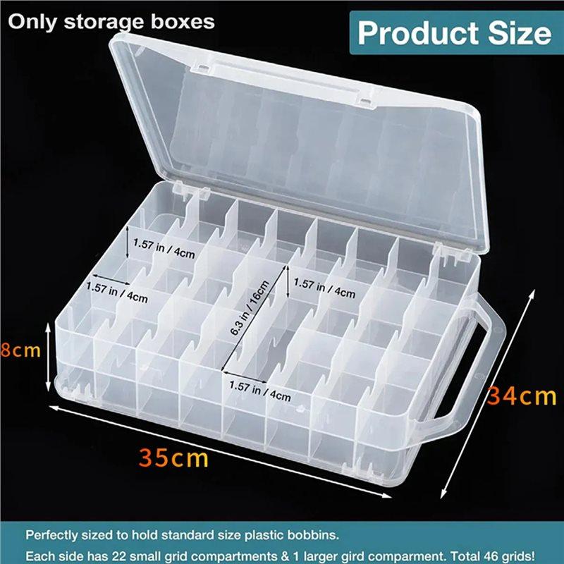 Sewing Organizer 46 Double-Sided Grids, For Embroidery Floss Thread Spool Storage Box, For Jewelry
