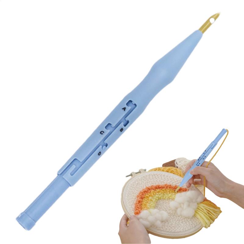 Embroidery Kit Punch Needle Stitching Tool Magic Embroidery Needle Pen Weaving Tool Knitting Sewing Tools for DIY Random Color