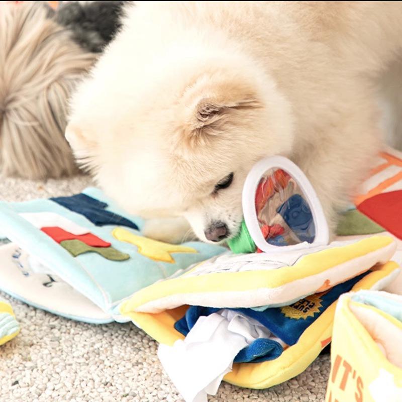 Leaky Food Smell Toy Dog Yellow Book Cute Cloth Book Toy Dog Hide Food Book Pet Toy
