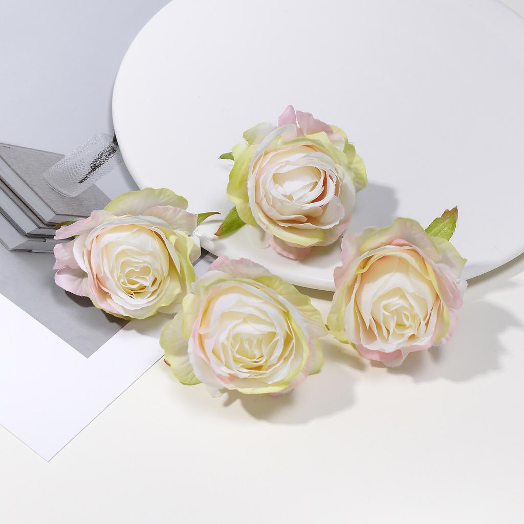 Retro Silk Rose Head Simulation Flower DIY Hair Accessories Material Wedding Flower Wall Decoration Fake Flower