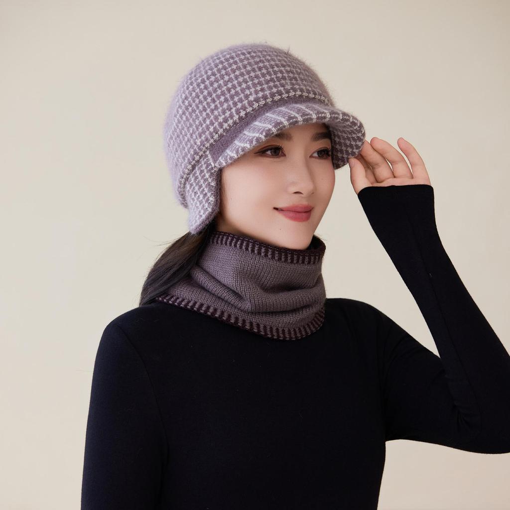 Rabbit Duck Tongue Knitted Hat Warm Fleece Ear Protector Wool Hat New Middle-aged and Elderly Hat Women's Autumn and Winter