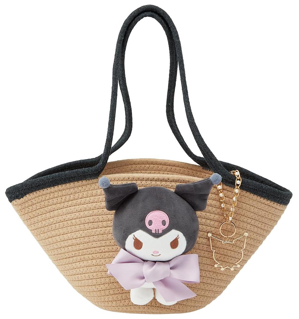 Skater Plush Bag with Drawstring Sanrio Kuromi Basket-Style Charm, KNBB1-A