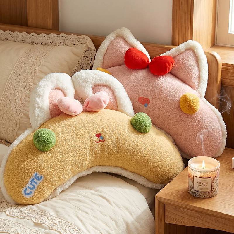 Cozy Cartoon Animal Cushion With Embroidered Cloud Velvet For Bedroom Lounge