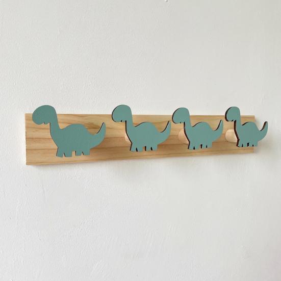 Wall Mounted Storage Hook Strong Load-bearing Dinosaur Shaped Bedroom Entryway Wooden Clothes Hook Coat Hanging Rack