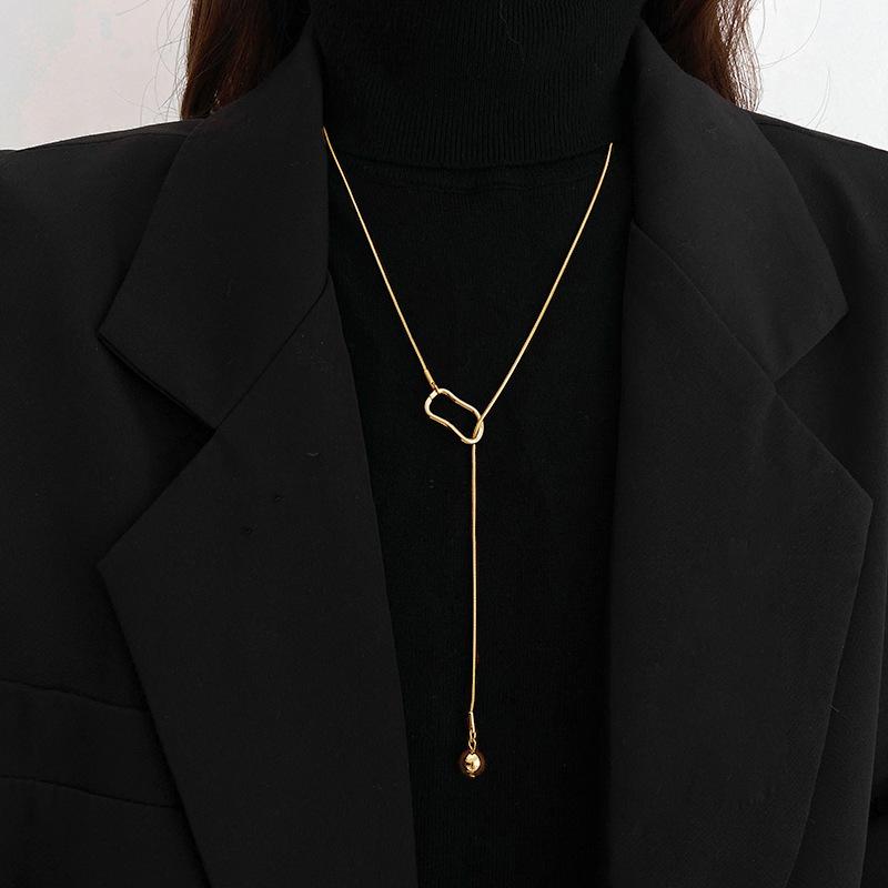 Simple Design Sweater Necklace Women's High-end Long Necklace Niche Temperament Double-layer Sweater Chain Jewelry