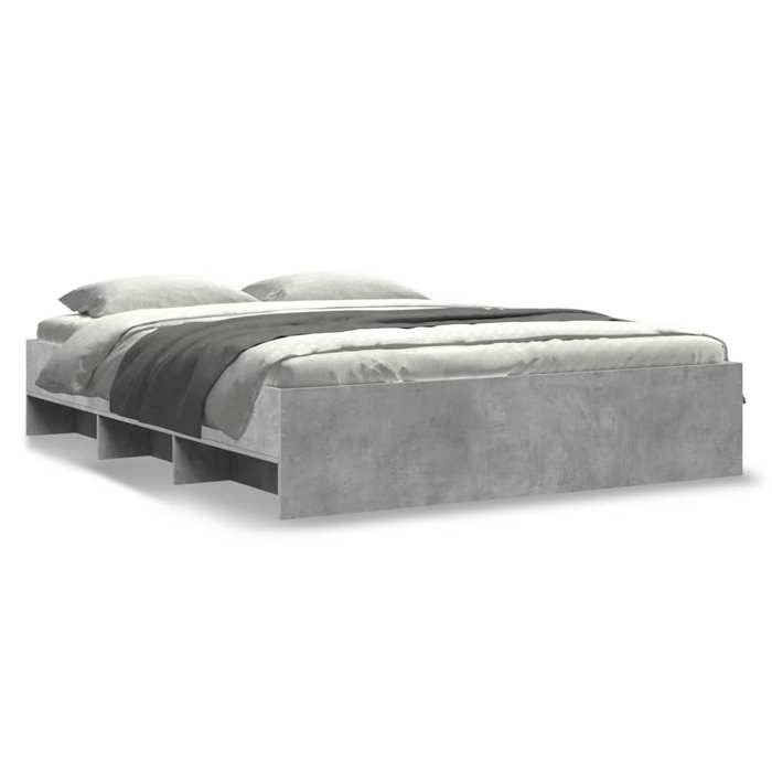 VidaXL Cadre de lit gris béton 160x200 cm bois d'ingénierie, meuble de chambre à coucher, lit double, sommier, lit, cadre de 3295642