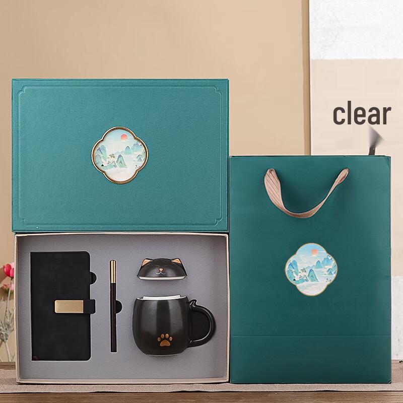 Ceramic Cat Teacup Business Gift Set