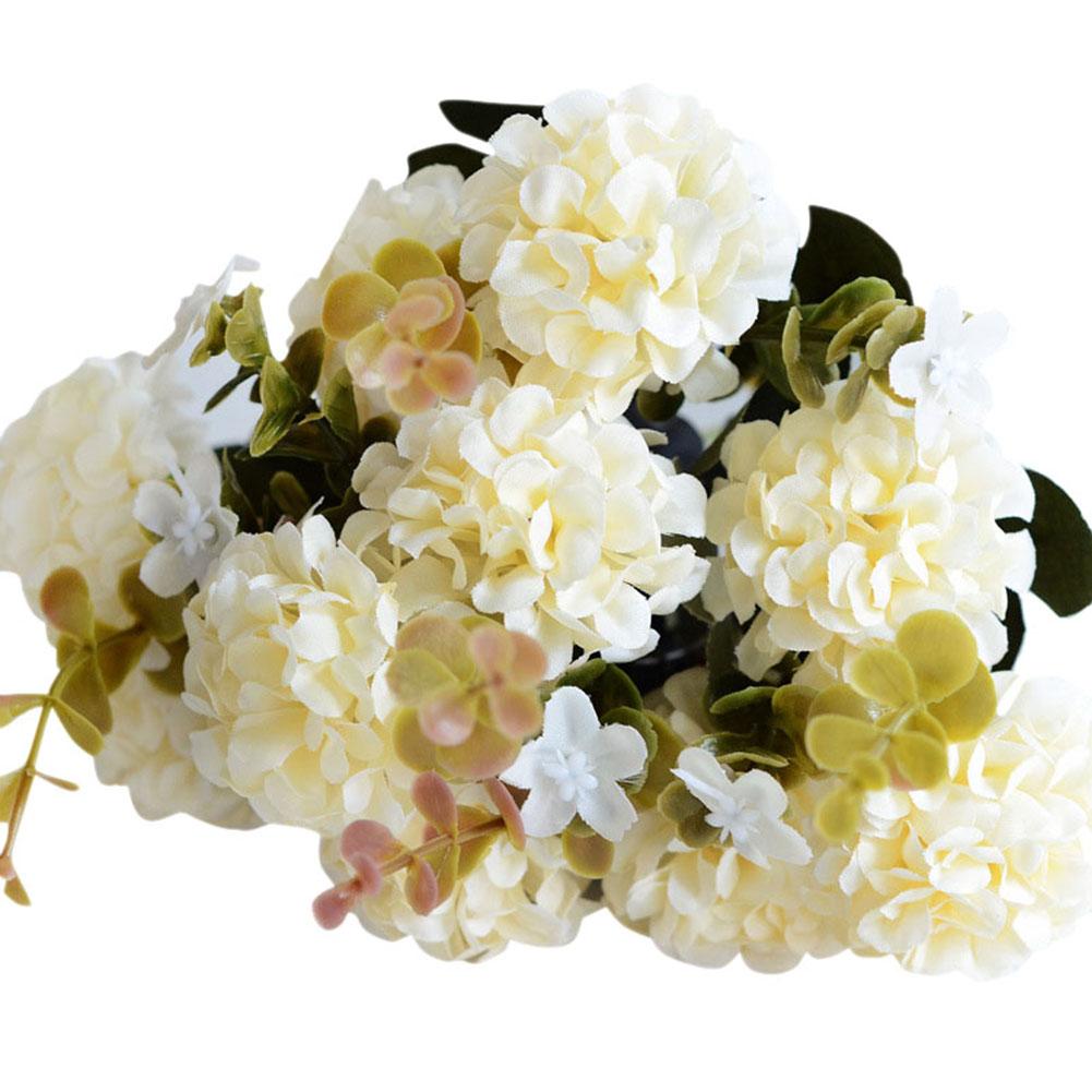 

10 Heads Silk Hydrangea Bouquet Home Decoration Accessories Wedding Party Scrapbook Fake Plants Diy Artificial Flowers молоко, білий колір