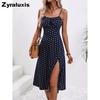 Trendy Summer New Dress Imported Sexy Halter Slit Floral Sundress