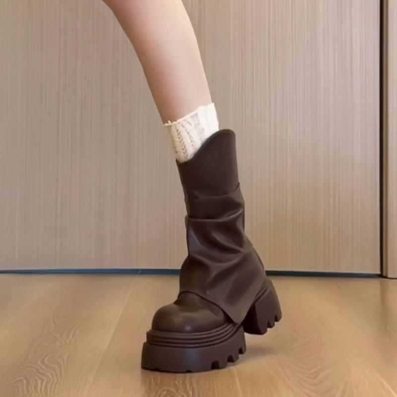 Fashion British Style Women Mordern Short Boots Fashion Platform Height Increase Trouser Legs Booties Winter Shoes Zapatos De Mujer