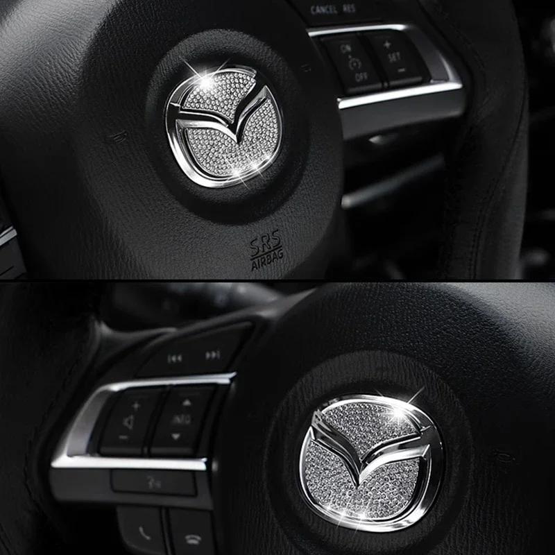 For Mazda Car Steering Wheel Diamond Emblem Sticker for Mazda 3 6 2 CX-3 CX-4 CX5 CX9 CX3 CX4 CX-5 CX-9 2015-2020 Interior Acces