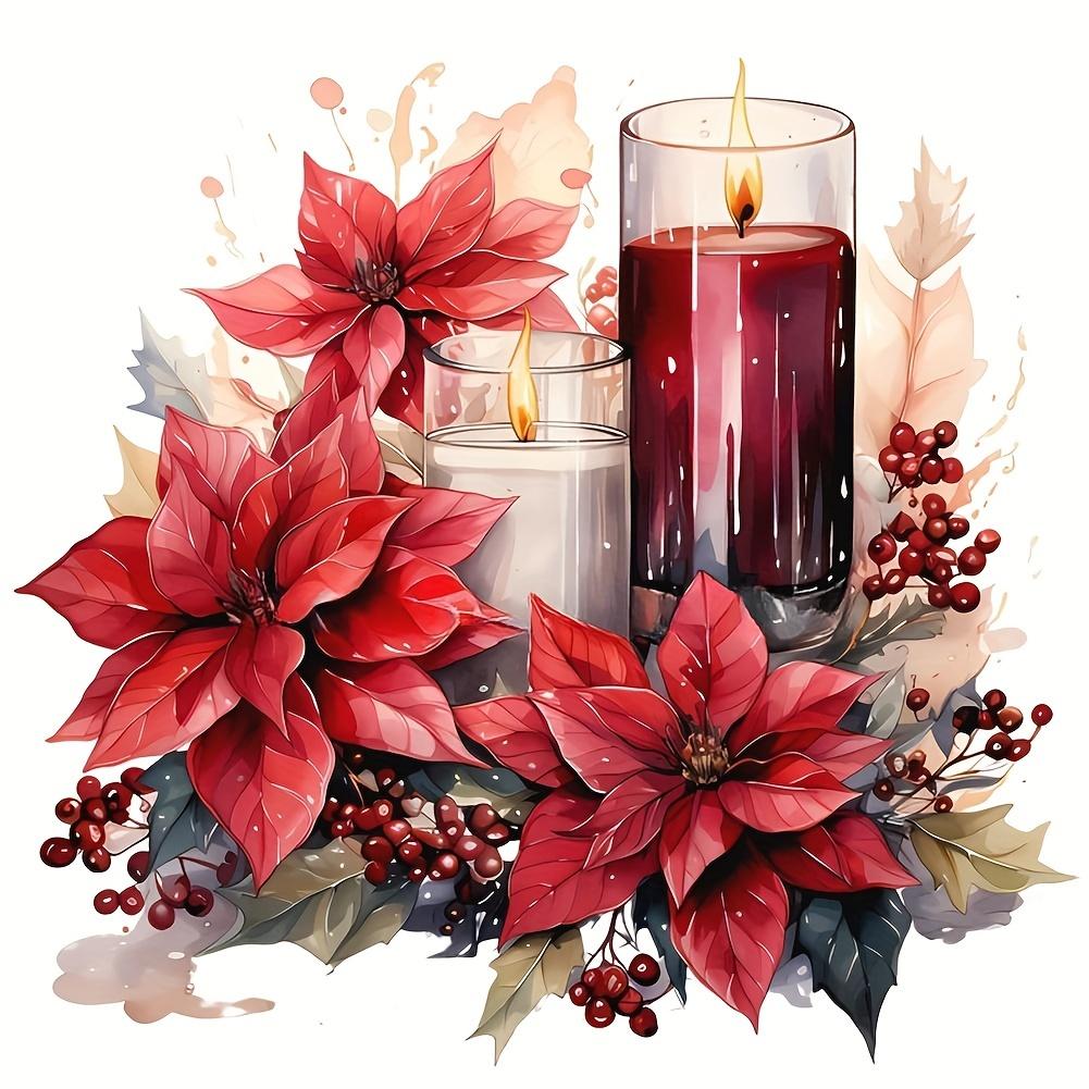 Custom 5D DIY Christmas Decor Diamond Painting Round Drill Candle Flower  Full Acrylic Home Decor Diamond Painting Kit