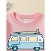European sizes Van Surfboard Adventure Road Trip Girls' Crew Neck Fashion Sweatshirt, Autumn Winter Western Top, Long Sleeved Casual.